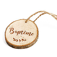 Rondins Bois Baptême Marque-Place Cordelette x4