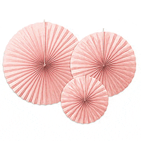 3 Rosaces Décoration Eventail Rose Blush