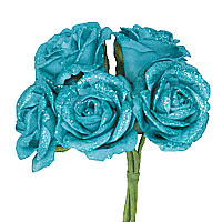 Lot de 5 Roses Pailletées sur Tige