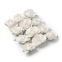 12 Petites Roses Papier Déco Blanc