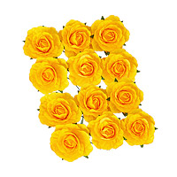 12 Petites Roses Papier Déco Ocre Moutarde