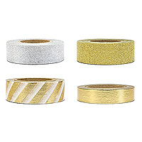 Ruban Adhésif Autocollant Washi Tape Or et Argent x 4