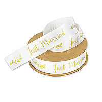 Ruban Satin Blanc Just Married Or Pas Cher