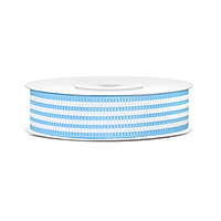 Ruban Rayé Blanc et Bleu Ciel Satin