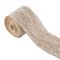 Ruban Toile Jute et Dentelle Blanche