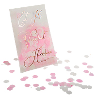 Petits Sachets Confettis Papier Blanc et Rose x6