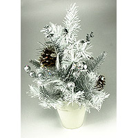 Le Sapin de Noel de Table Blanc et Argent 30cm