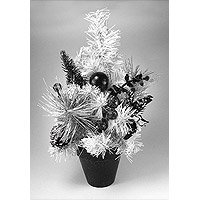 Le Sapin de Noel de Table Blanc Noir et Argent 30cm