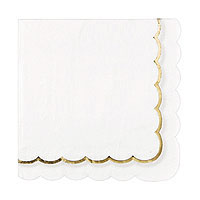 Serviette de Table Papier Festonnée Blanc Doré Brillant