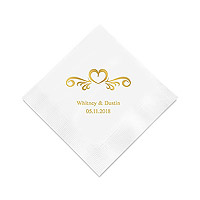 50 Serviettes Cocktail Personnalisées Motif Coeur