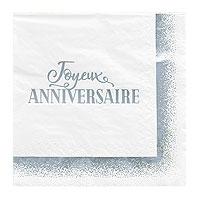 Serviette Table Papier Anniversaire Gris Argent 