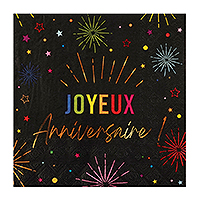 Serviettes Joyeux Anniversaire Noir Multicolore x12