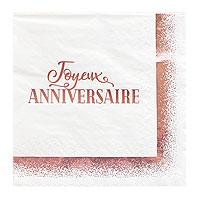 Serviette Joyeux Anniversaire Rose Gold