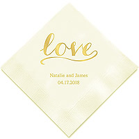 50 Serviettes de Table Prénoms Signature Love