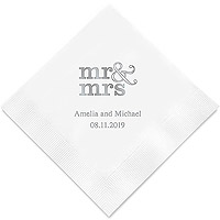 Serviettes de Table Mariage Personnalisable Mr Mrs