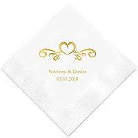 Serviette de Table Mariage Personnalisée Coeur