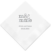 50 Serviettes de Table Personnalisée Mr Mme