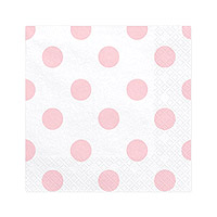 Serviettes Papier Rose Gros Pois Blancs x20