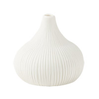 Soliflore Vase Celeste en Céramique Blanc Mat Rainuré