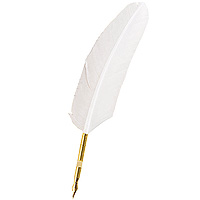 Stylo Plume d'Oie Blanche Pointe Laiton