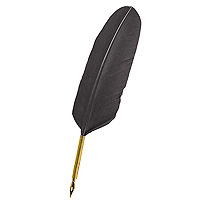 Plume d'Oie Noire Pointe Laiton Ecriture livre d'Or Courrier