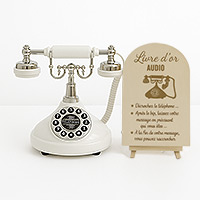 Livre d'or Audio Téléphone Blanc avec Pancarte