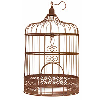 Tirelire Cage Fer Coloris Rouille Vintage
