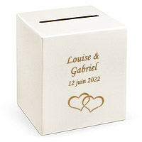 Tirelire Personnalisée Mariage Double Coeurs