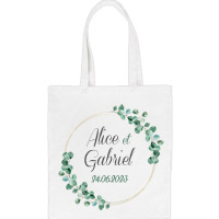 Tote Bag Personnalisé Blanc Mariage Eucalyptus