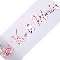 Ruban Tulle Vive les Mariés Rose Gold