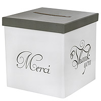 Urne Tirelire Mariage Blanc et Gris Merci