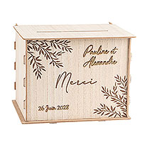 Urne Bois Naturel Merci Personnalisée
