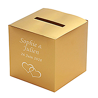 Urne Dorée Personnalisée Mariage Double Coeurs