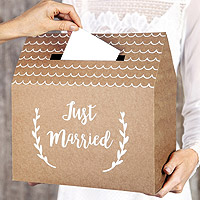 Urne Kraft en Forme de Maison Inscription Just Married