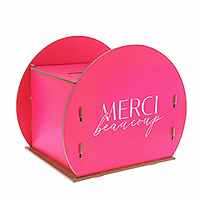 Tirelire Ronde Bois Merci Beaucoup Fuchsia