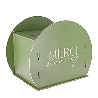 Urne Ronde en Bois Vert Sauge Merci Beaucoup