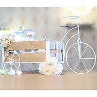 Présentoir Vélo Bois et Métal Blanc Dragées Candy Bar