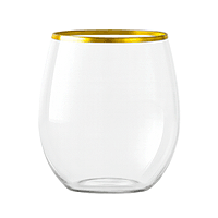 Verre à Eau Cristal Transparent Bord Doré Réutilisable