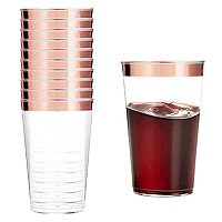 Verres Plastique Cristal Liseré Rose Gold x10