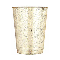 Verre Plastique Pailleté Doré Réutilisable x20