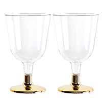 Verres à Pied Plastique Réutilisables Doré x6