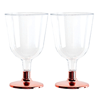 Verres à Pied Plastique Réutilisables Rose Gold x6