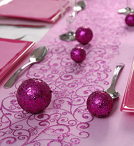 10 Boules Paillettes Décoration Table Fuchsia