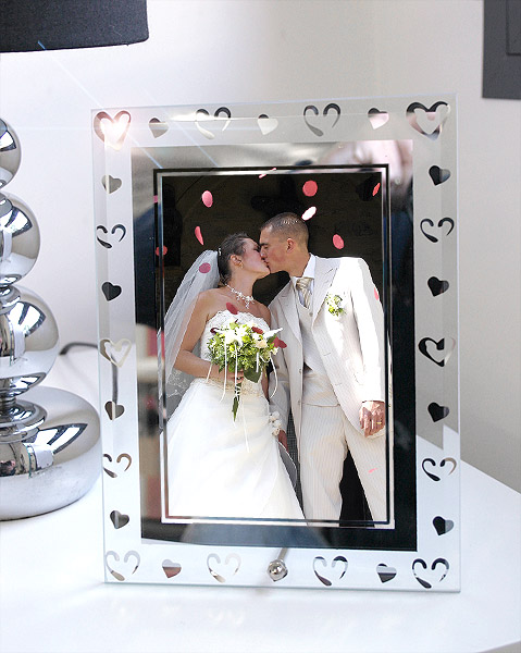 Cadre Photo Coeurs Argentés Mariage