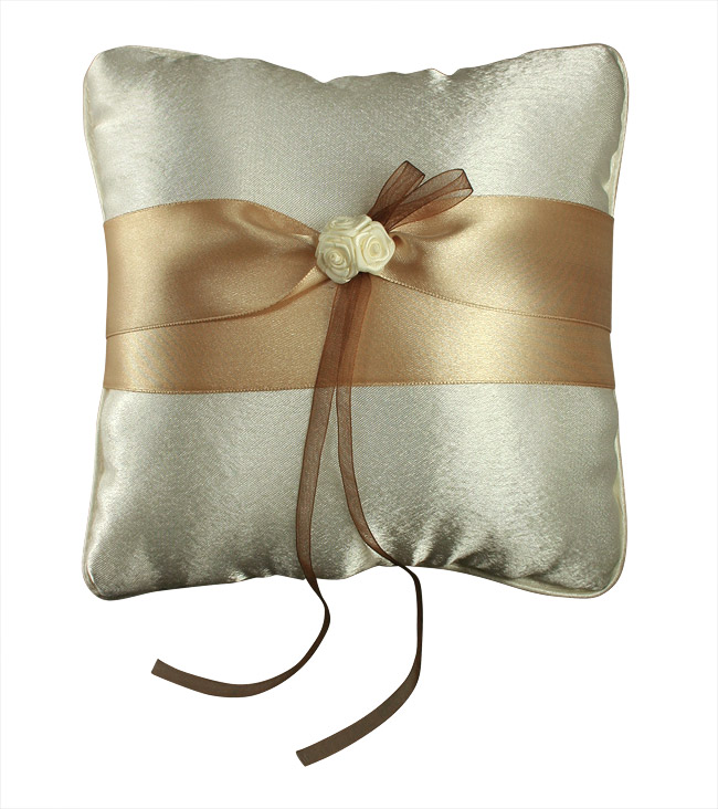 Coussin Alliances Satiné Chocolat Roses