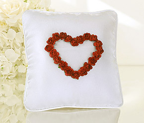 Coussin Alliances Blanc Roses Rouges