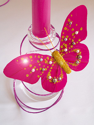 Papillon perle fuchsia avec pince