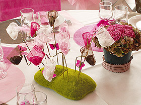 Rocher en Mousse Pique Fleurs Décoration Table Vert Anis