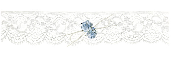 Jarretière Dentelle Ivoire Bleu et Ficelle