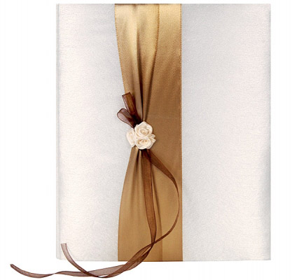 Livre d'Or Mariage Satin Ivoire et Chocolat